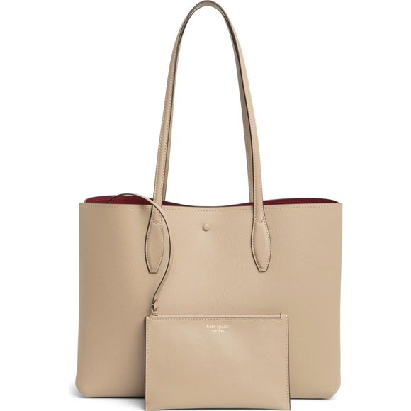 New Kate Spade All Day Large Tote Leather Timeless Taupe - Picture 3 of 5